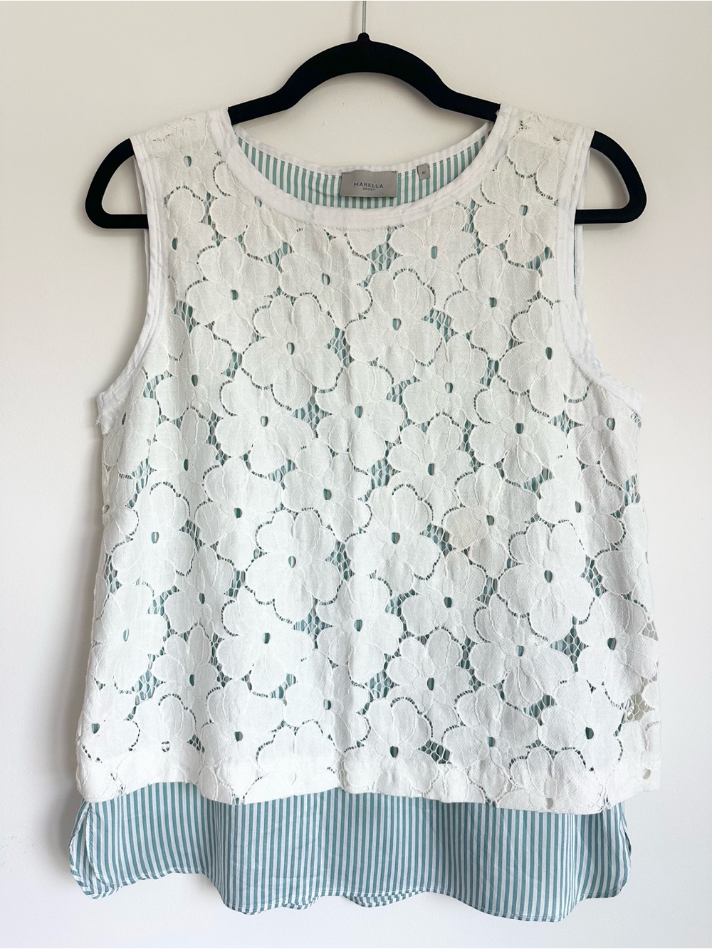 MARELLA White Floral Lace Layered Tank Size 42